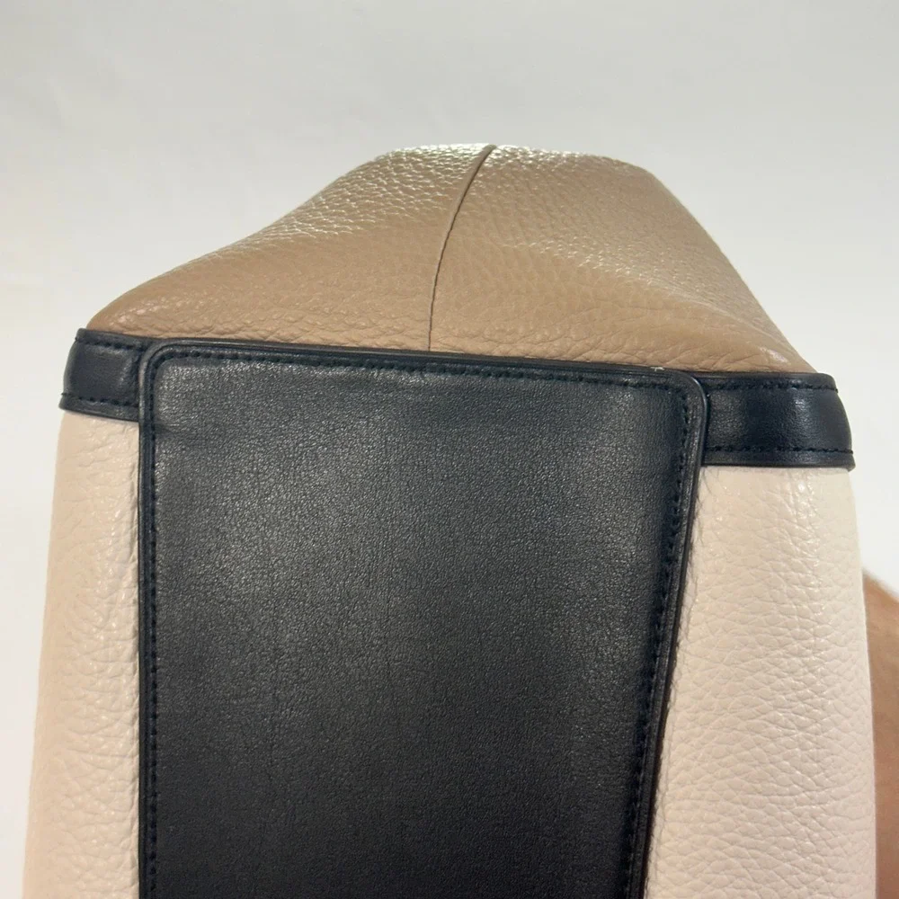 Coach Hadley Hobo Bag Colorblock Leather Shoulder Bag White Tan Black C6828